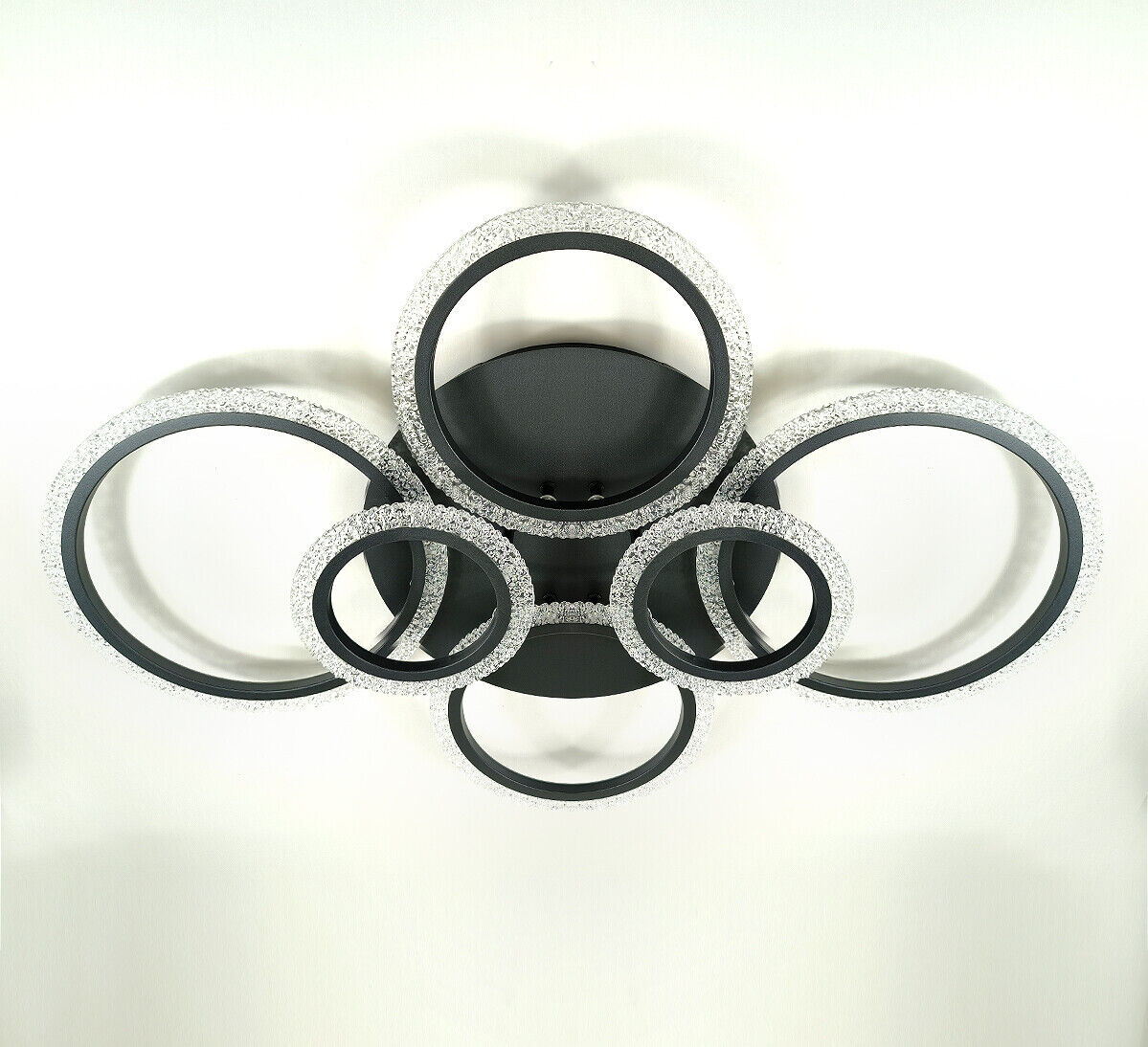 Lustra Led 144W 4 + 2 Circle Bubbles Black Echivalent 500W Telecomanda Lighting Fixtures