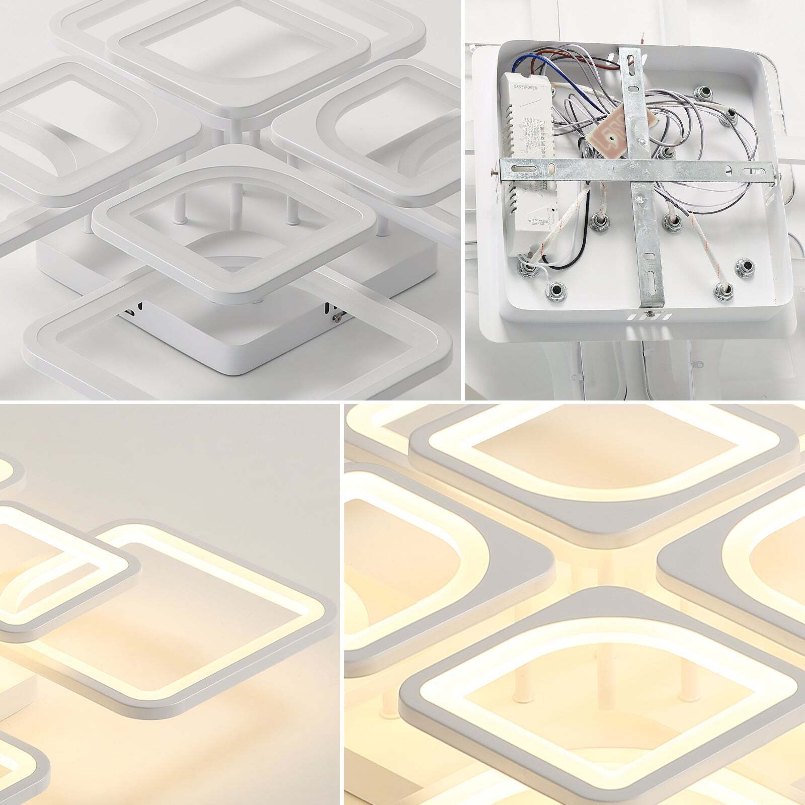 Lustra Led 4 + 4 Square Gigant Echivalent 1000W Telecomanda Lighting Fixtures