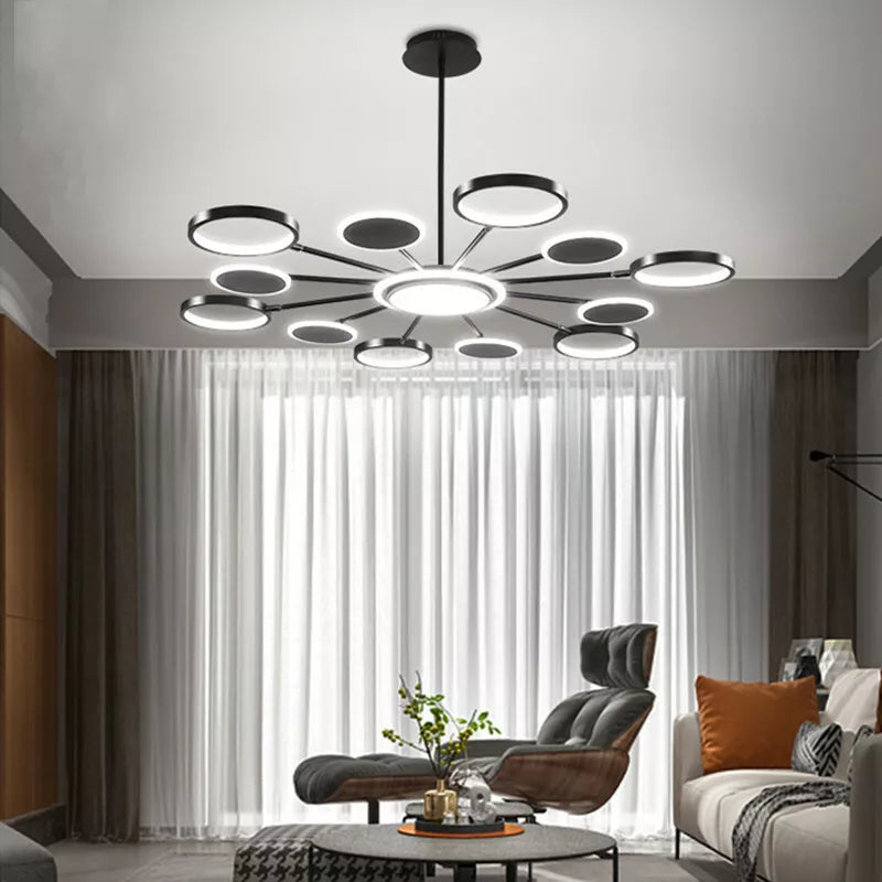 Lustra LED Gambit Black 6+6+1 Brate reglabile Echivalent 800W Telecomanda