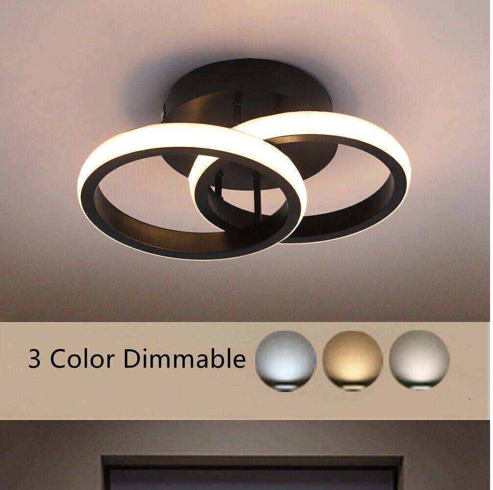 Lustra Led 28W Double Ring Negru Echivalent 150W Lighting Fixtures