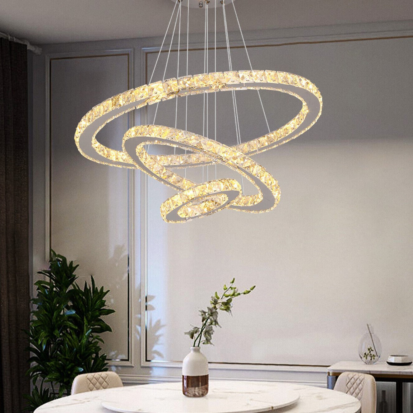 Lustra LED 3 Segmente CRISTAL SLIM Echivalent 600W Telecomanda