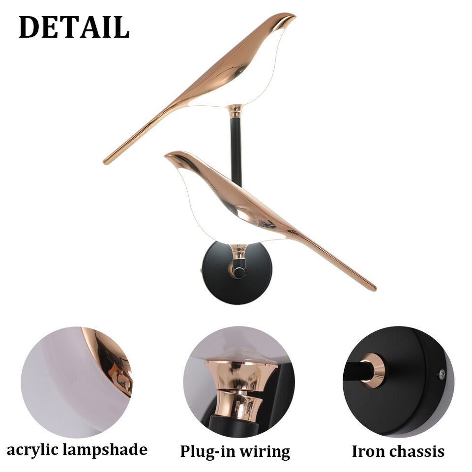 Aplica Led Luxury Golden Double Swallow Wall Light Fixtures