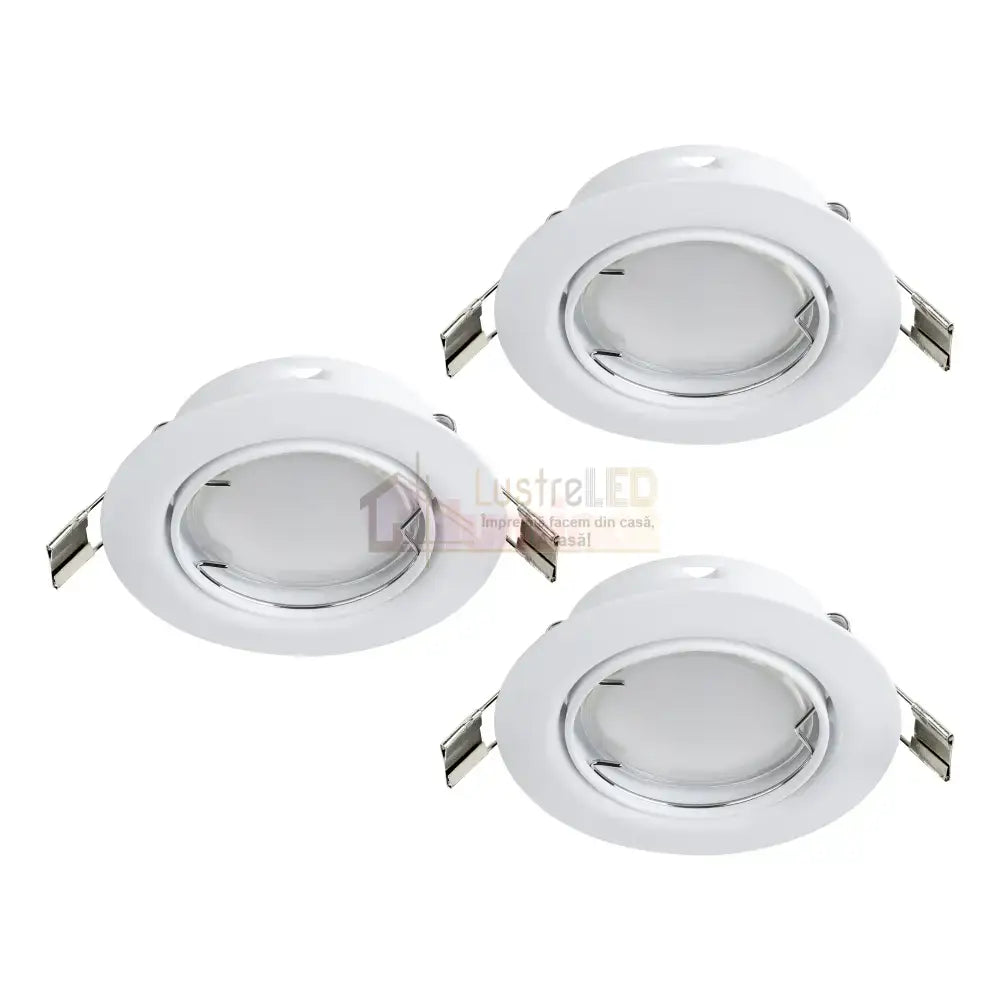 Set 3 Spoturi PENETO EGLO / Rotund / Alb / ⌀87mm / Incastrabil led spot light