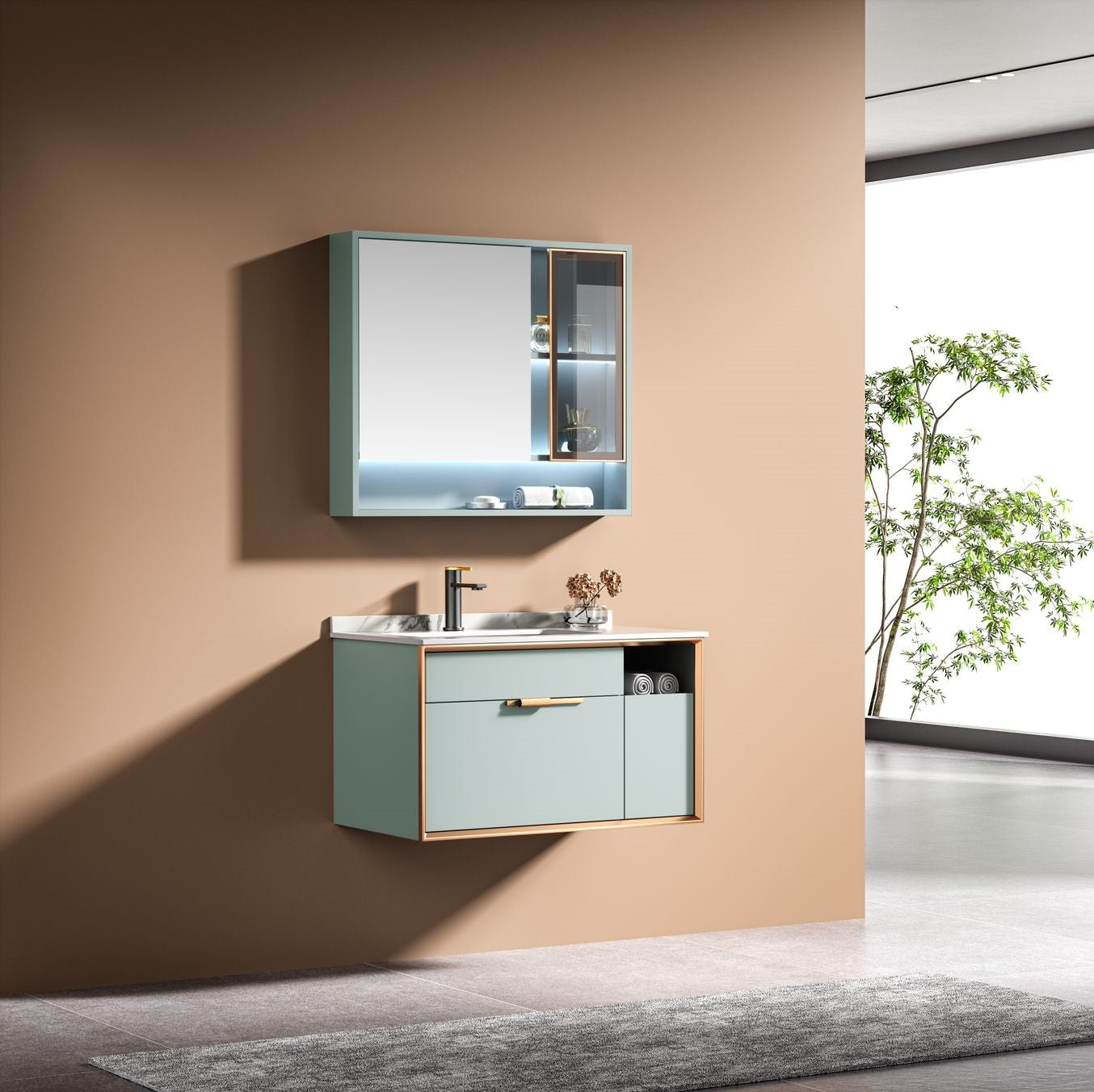 Set Mobilier Baie 80cm Serenity Green