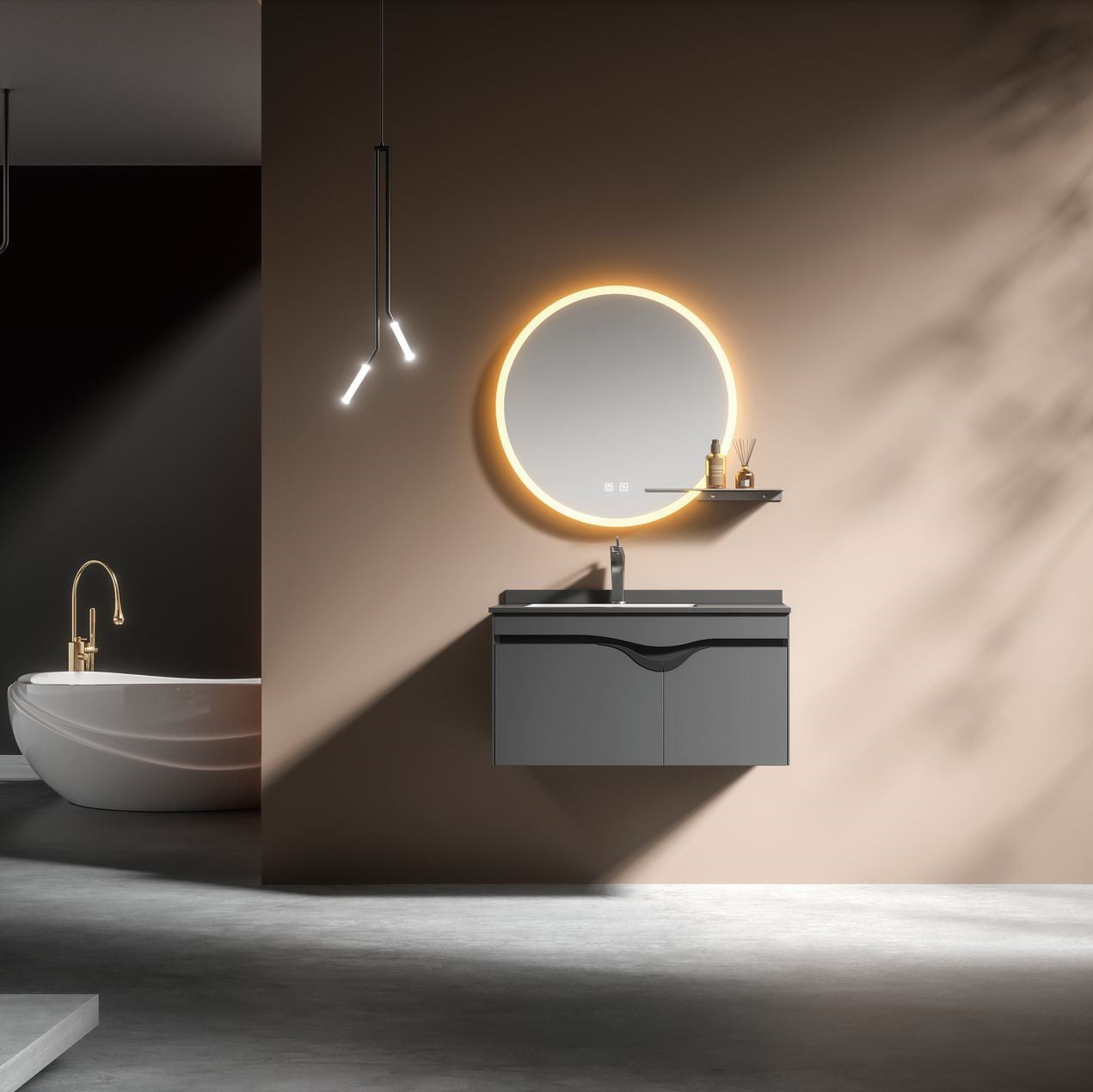 Set Mobilier Baie 80cm Gray Luxury T9002