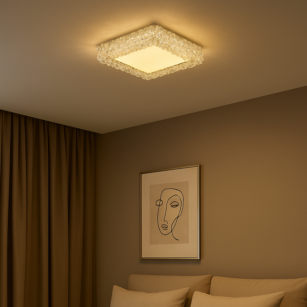 Lustra LED Aplicata Patrata 100W Crystal Golden Sponge