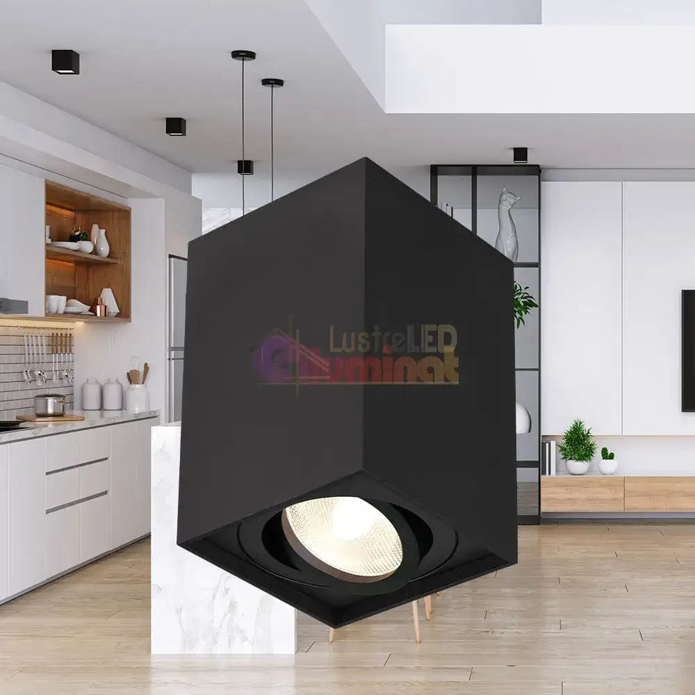 Spot Aplicat Dreptunghiular Negru Dulie GU10 12.5CM SPOT LED APLICAT / GU10 / NEAGRA led ceiling light