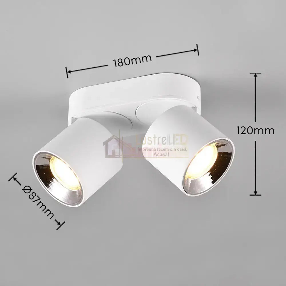 Spot LED Cilindric Aplicat Alb Dulie 2xGU10 Ø18x12CM led ceiling light