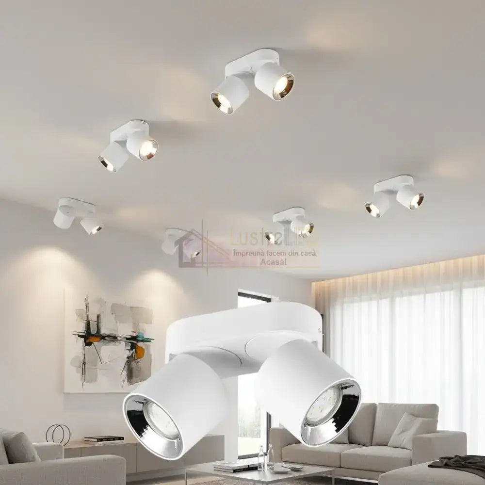 Spot LED Cilindric Aplicat Alb Dulie 2xGU10 Ø18x12CM led ceiling light