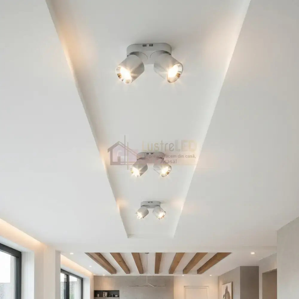 Spot LED Cilindric Aplicat Argintiu Dulie 2xGU10 Ø18x12CM led ceiling light