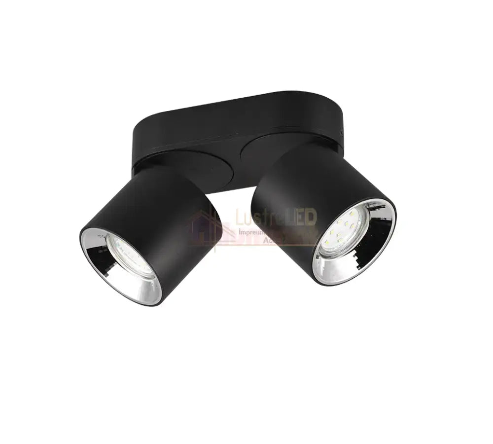 Spot LED Cilindric Aplicat Negru Dulie 2xGU10 Ø18x12CM led ceiling light