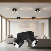Spot LED Cilindric Aplicat Negru Dulie 2xGU10 Ø18x12CM led ceiling light