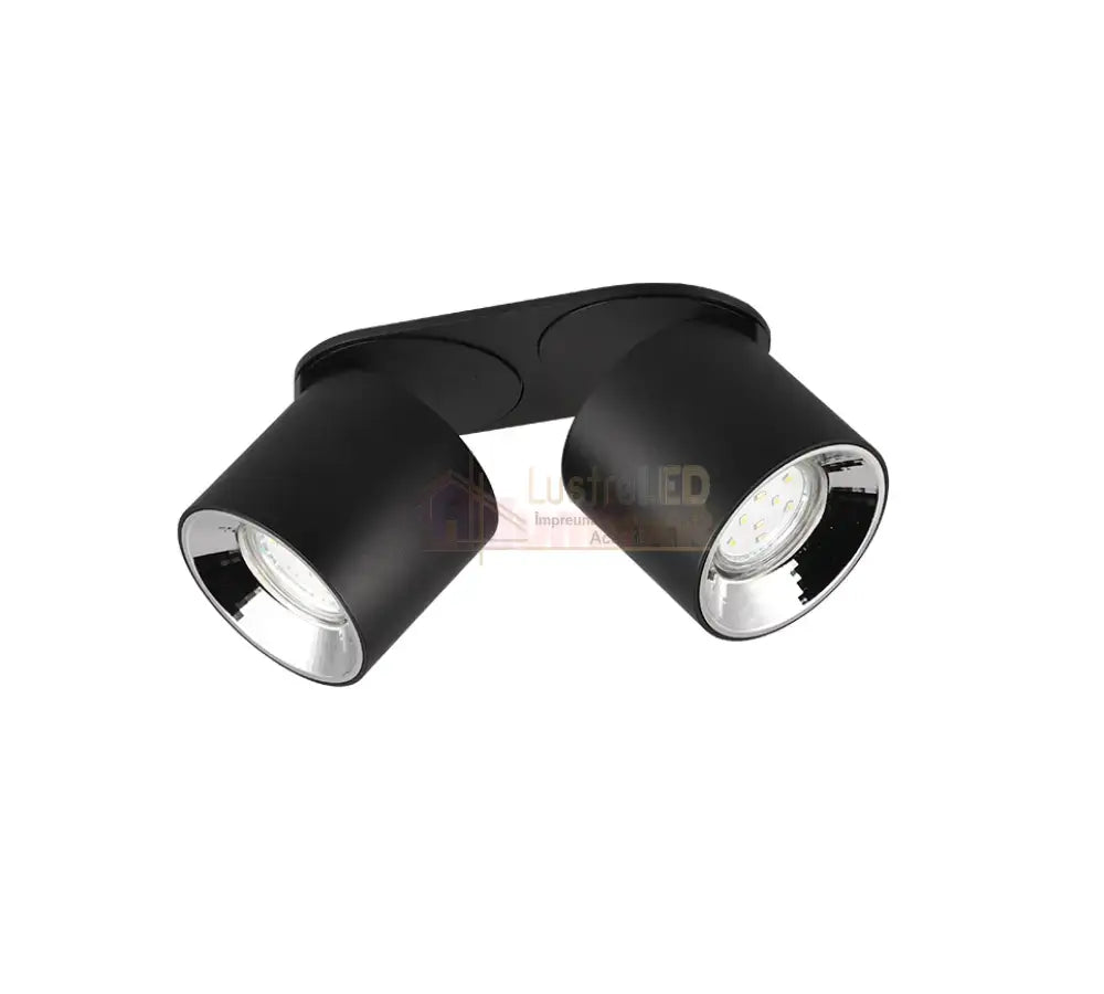 Spot LED Cilindric Aplicat Negru Dulie 2xGU10 Ø18x12CM led ceiling light
