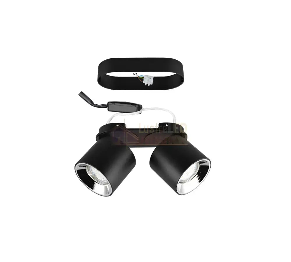Spot LED Cilindric Aplicat Negru Dulie 2xGU10 Ø18x12CM led ceiling light