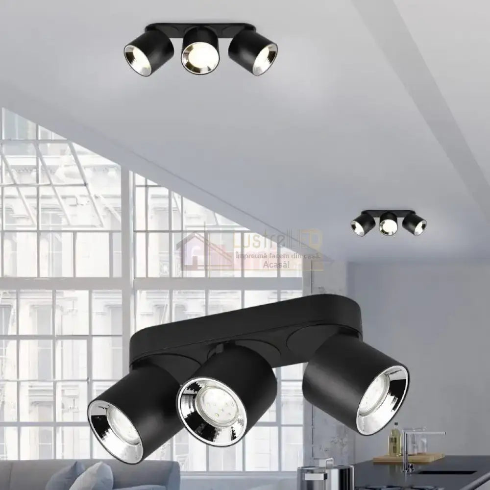 Spot LED Cilindric Aplicat Negru Dulie 3xGU10 L27.3 x H12CM led ceiling light