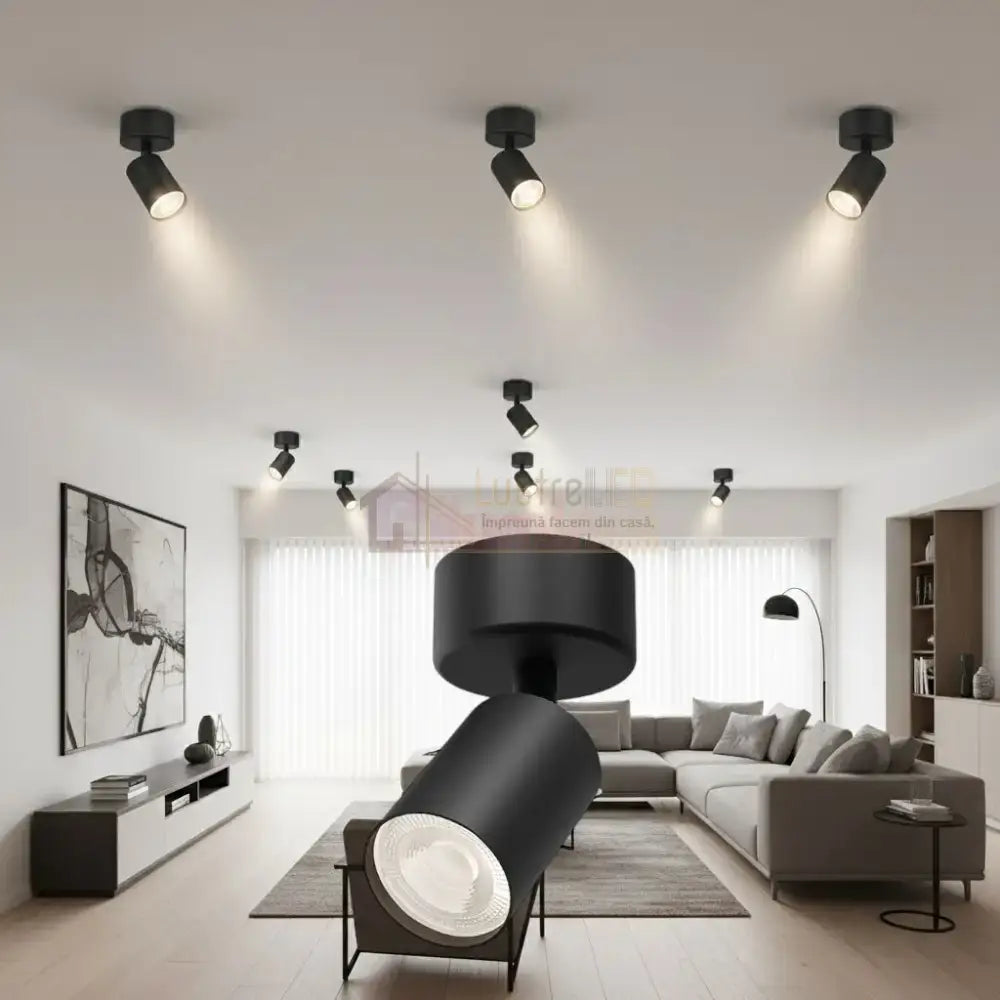 Spot Aplicat Orientabil Rotund Negru Dulie GU10 Ø60x130mm led ceiling light