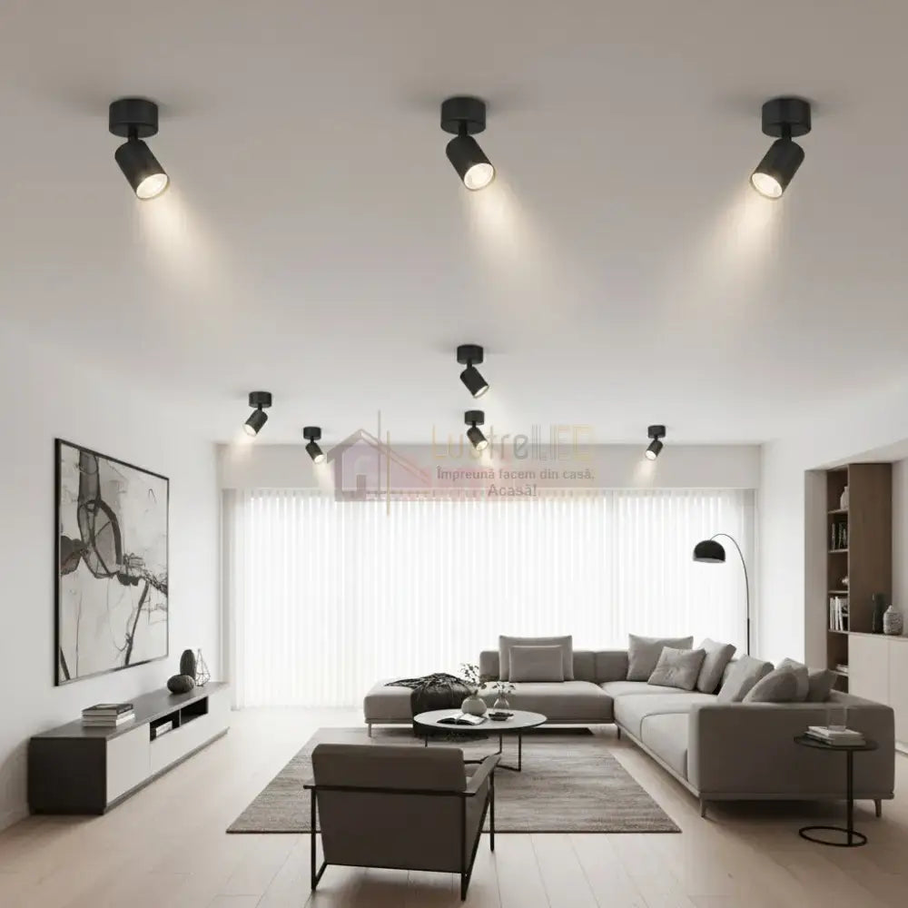 Spot Aplicat Orientabil Rotund Negru Dulie GU10 Ø60x130mm led ceiling light
