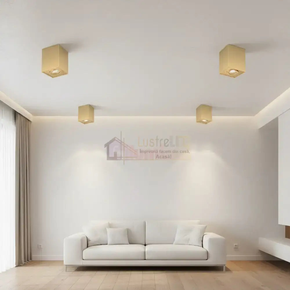 Spot Aplicat Patrat Fascicul Reglabil Auriu Dulie GU10 L80xH100mm led ceiling light