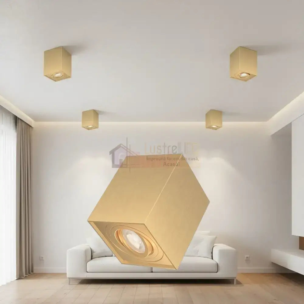 Spot Aplicat Patrat Fascicul Reglabil Auriu Dulie GU10 L80xH100mm led ceiling light