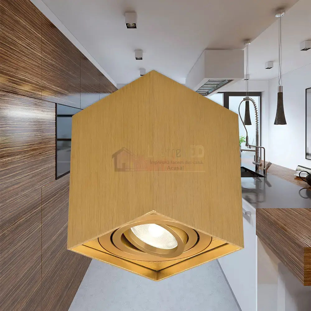 Spot Aplicat Patrat Fascicul Reglabil Auriu Dulie GU10 L80xH100mm led ceiling light