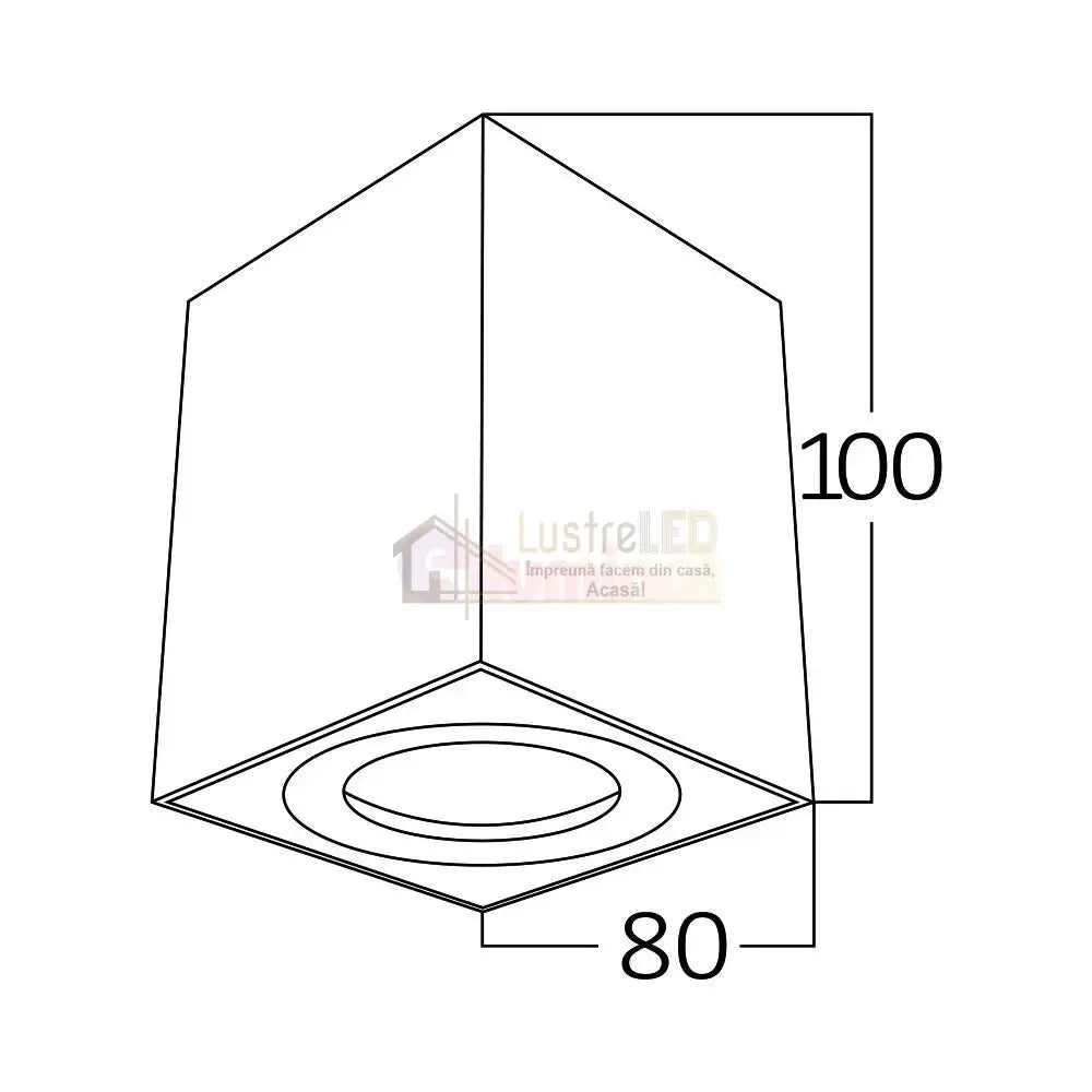 Spot Aplicat Patrat Fascicul Reglabil Negru Dulie GU10 L80xH100mm led ceiling light