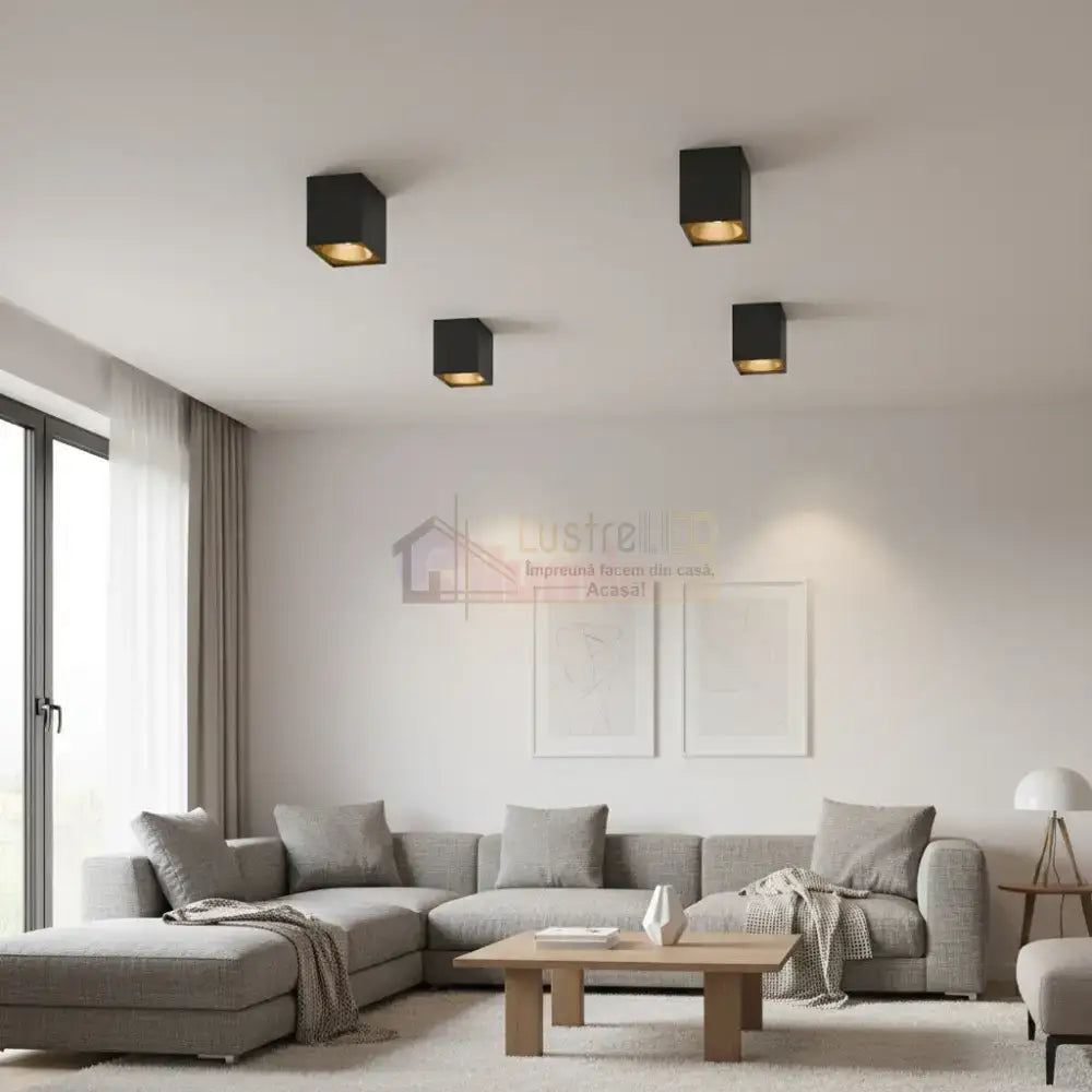 Spot Aplicat Patrat Negru & Auriu Dulie GU10 L97xH140mm led ceiling light