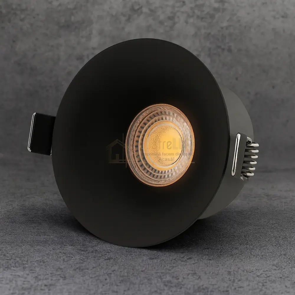 Spot COB LED 12W Rotund Negru / ⌀78mm / Incastrabil / Lumina Calda lustreled.ro