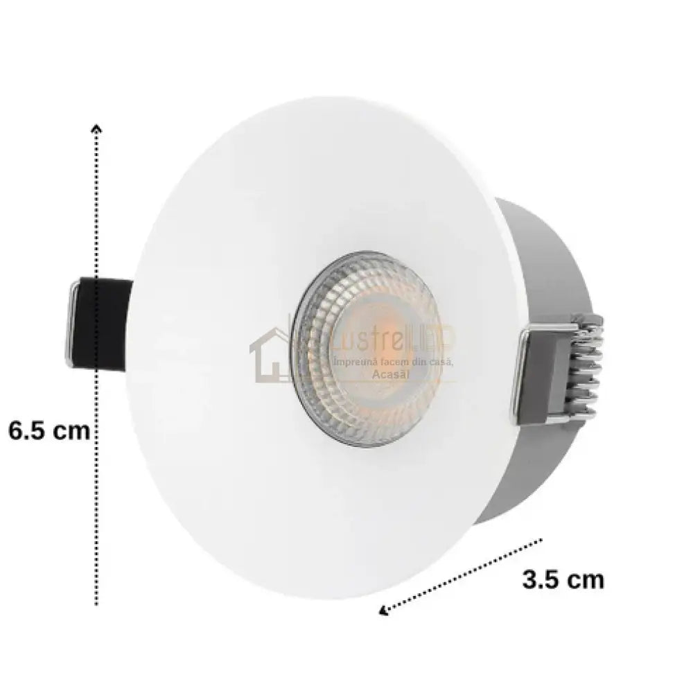 Spot COB LED 7W Rotund Alb / ⌀65mm / Incastrabil / Lumina Calda lustreled.ro