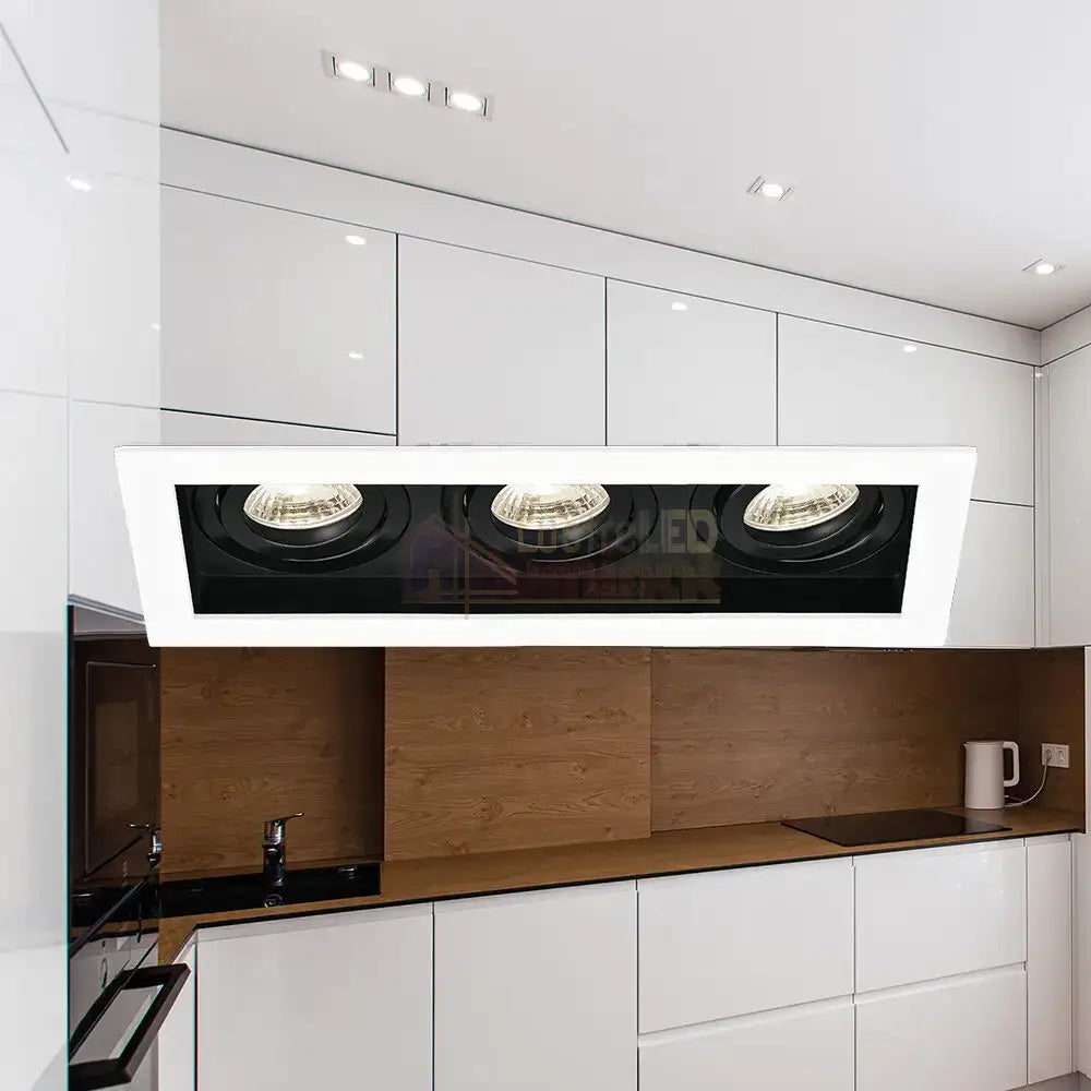 Spot Incastrat Dreptunghiular Fascicul Reglabil Alb & Negru Dulie 3xGU10 L270xH33mm led ceiling light