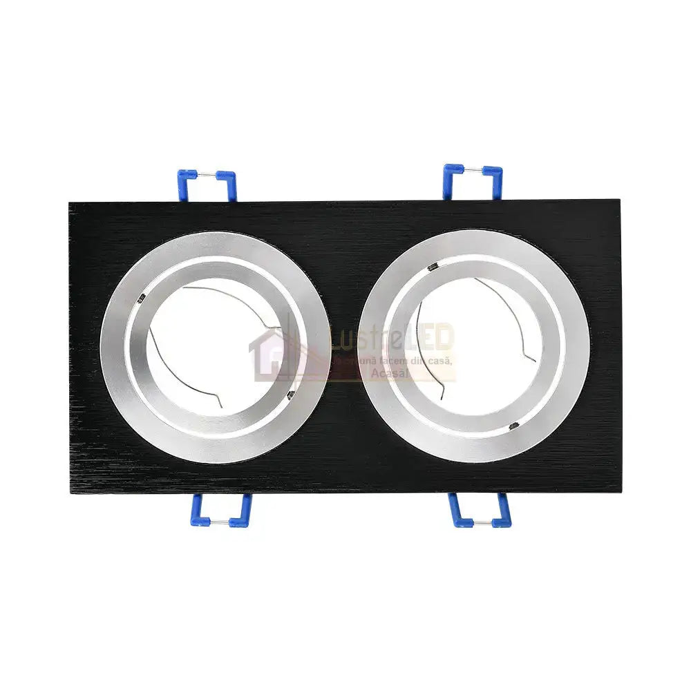 Spot Incastrat Dreptunghiular Fascicul Reglabil Negru & Argintiu Dulie 2xMR16 L170xH25mm led ceiling light