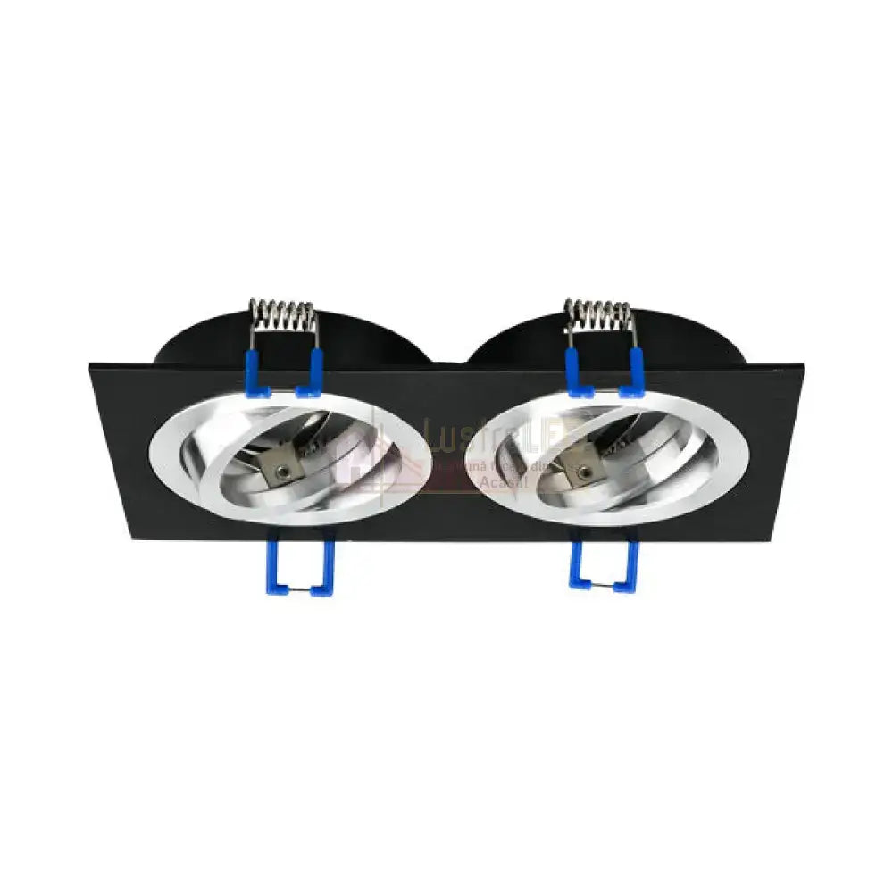 Spot Incastrat Dreptunghiular Fascicul Reglabil Negru & Argintiu Dulie 2xMR16 L170xH25mm led ceiling light