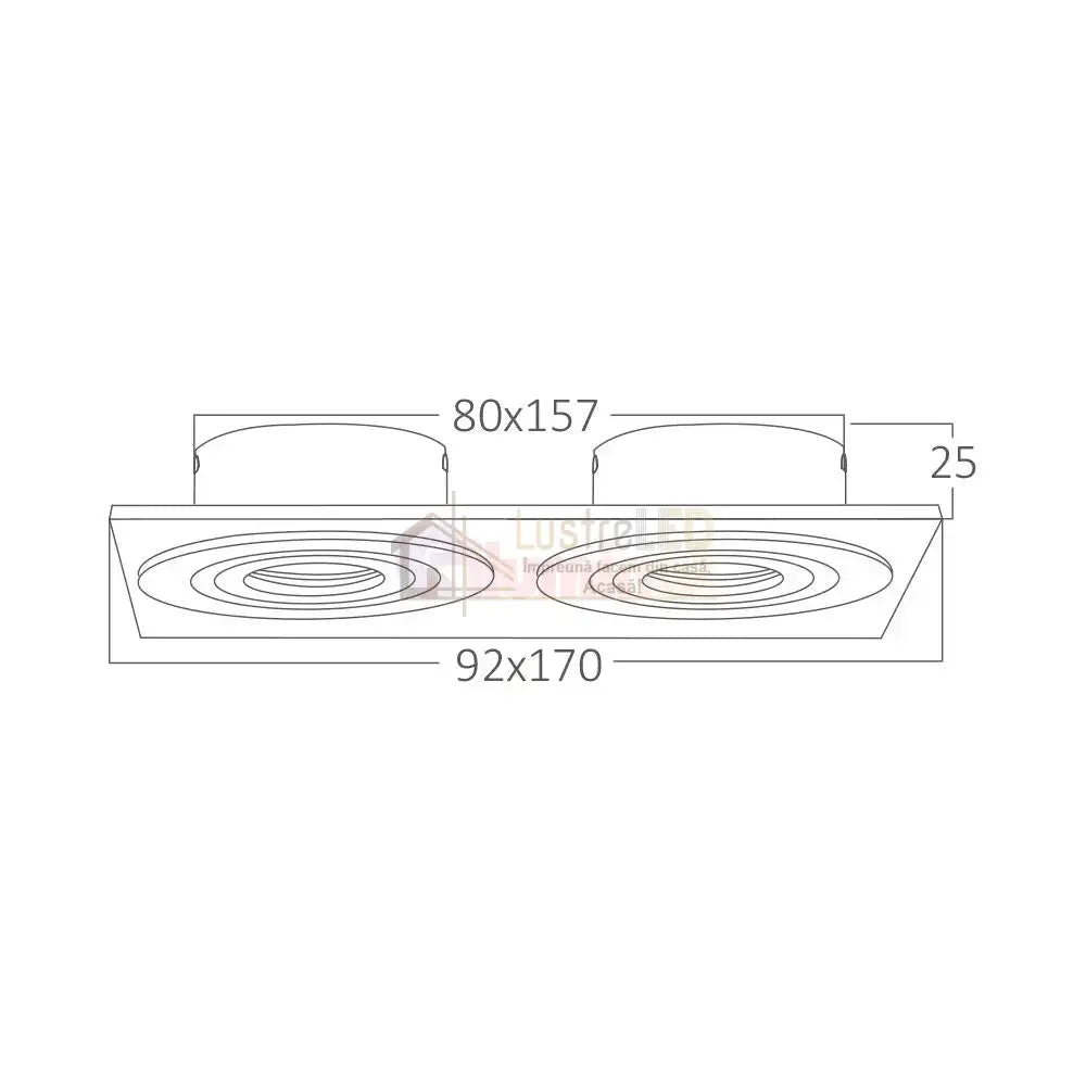 Spot Incastrat Dreptunghiular Fascicul Reglabil Negru & Argintiu Dulie 2xMR16 L170xH25mm led ceiling light