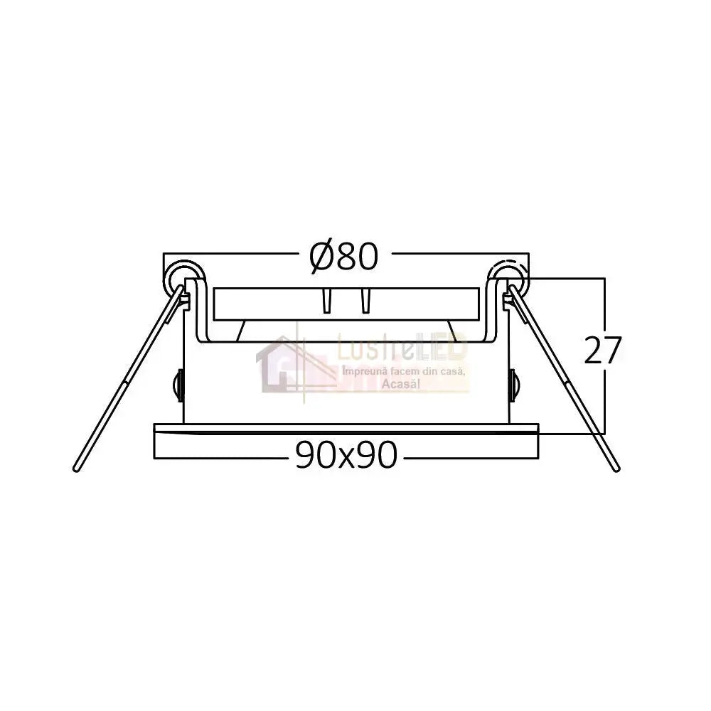 Spot Incastrat Patrat Fascicul Reglabil Alb Dulie MR16 L90xH27mm led ceiling light