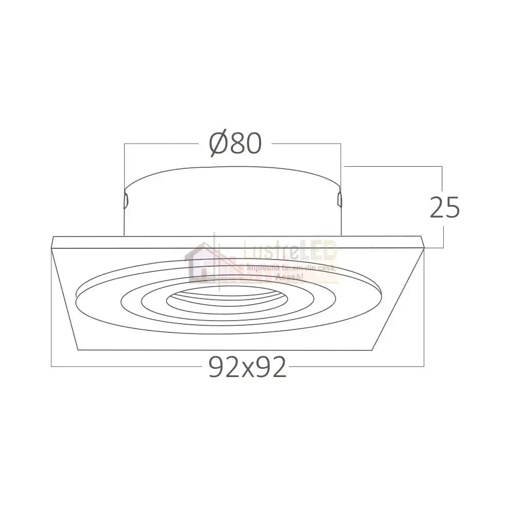 Spot Incastrat Patrat Fascicul Reglabil Negru & Argintiu Dulie MR16 L92xH25mm led ceiling light