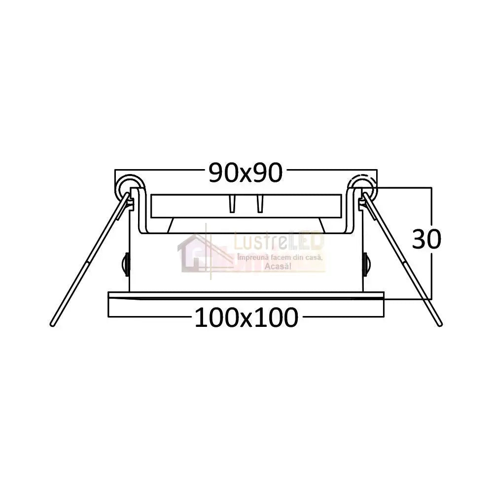 Spot Incastrat Patrat Fascicul Reglabil Negru Dulie GU10 L100xH30mm led ceiling light
