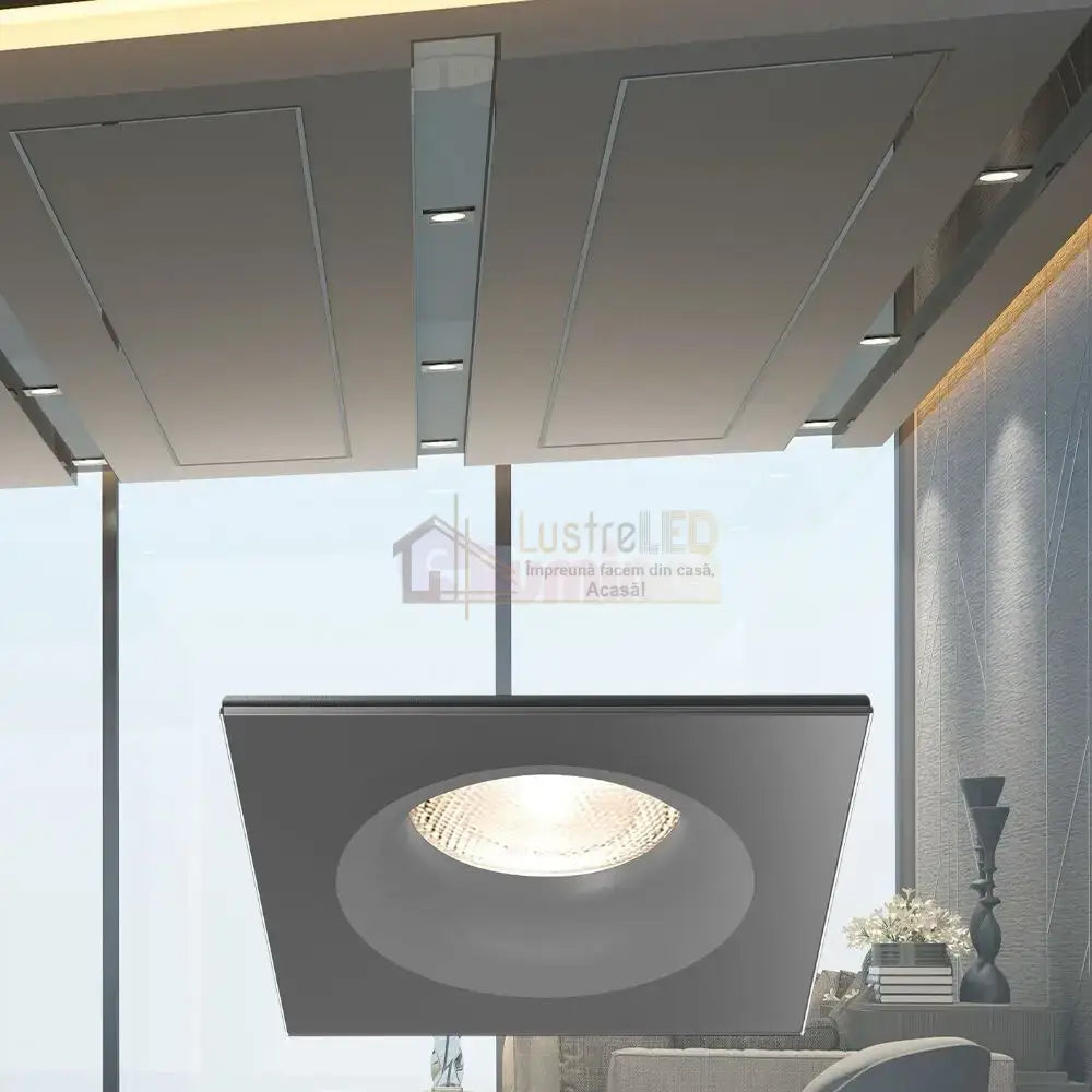 Spot Incastrat Patrat IP54 Negru Dulie MR16 L84xH38mm led ceiling light