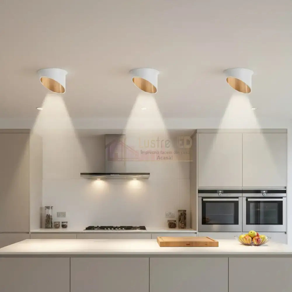 Spot Incastrat Rotund Alb & Auriu Dulie GU10 Ø70x69mm led ceiling light