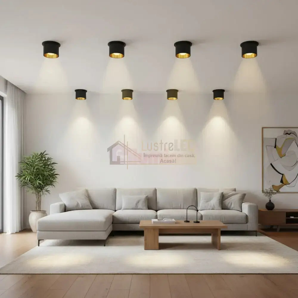Spot Incastrat Rotund Negru & Auriu Dulie GU10 Ø70x63mm led ceiling light