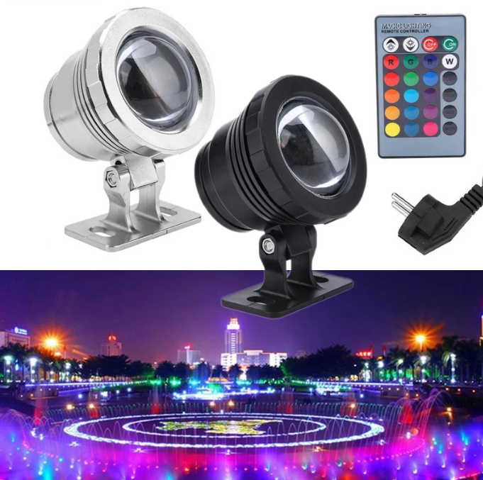 Spot LED 12V Piscina 10W RGB Multicolor cu Telecomanda IP67