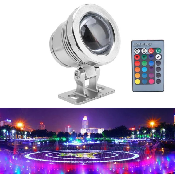 Spot LED 12V Piscina 10W RGB Multicolor cu Telecomanda IP67
