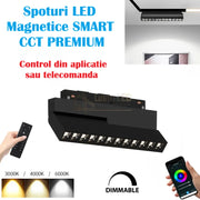 Spot Led 12W Magnetic Pliabil Smart Cct Negru Telecomanda Track Light