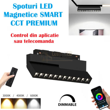 Spot LED 12W Magnetic Pliabil SMART CCT Negru Telecomanda