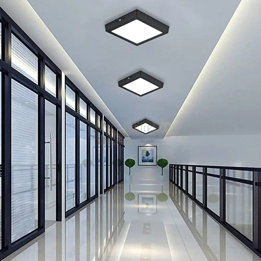 Spot Led 12W Patrat Negru / 160X160Mm Aplicat Led Ceiling Light