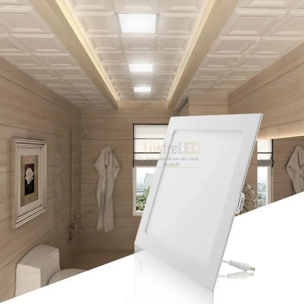 Spot Led 18W Slim Patrat Alb / 220X220Mm Incastrabil Spot Light