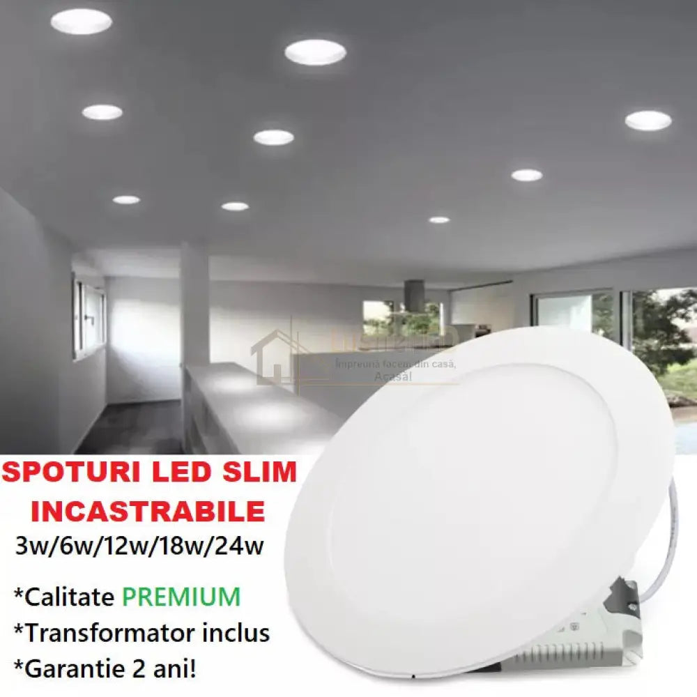 Spot Led 18W Slim Rotund Alb / ⌀221Mm Incastrabil Led Spot Light