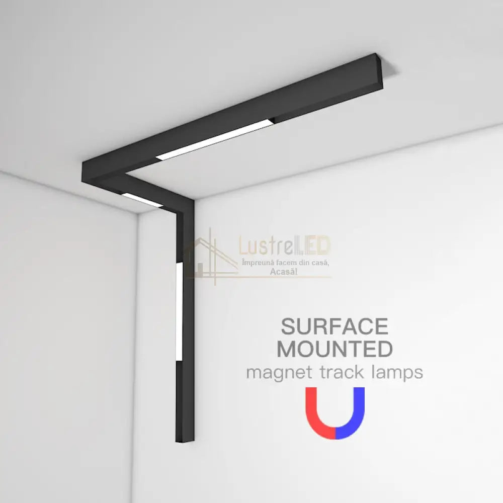 Spot Led 25W 90Cm Magnetic Negru Liniar Mat Track Light