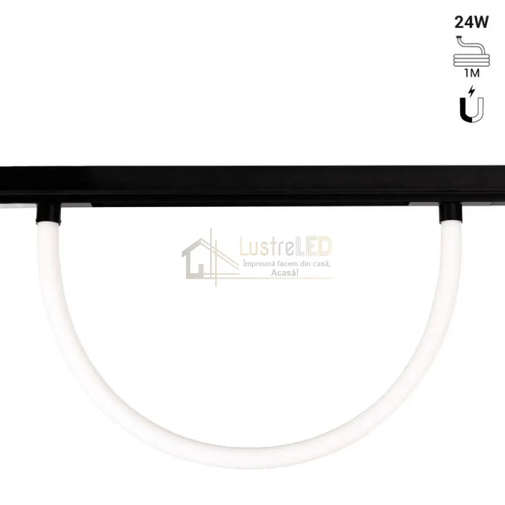 Spot Led 7W 50Cm Magnetic Negru Neon Flexibil Track Light