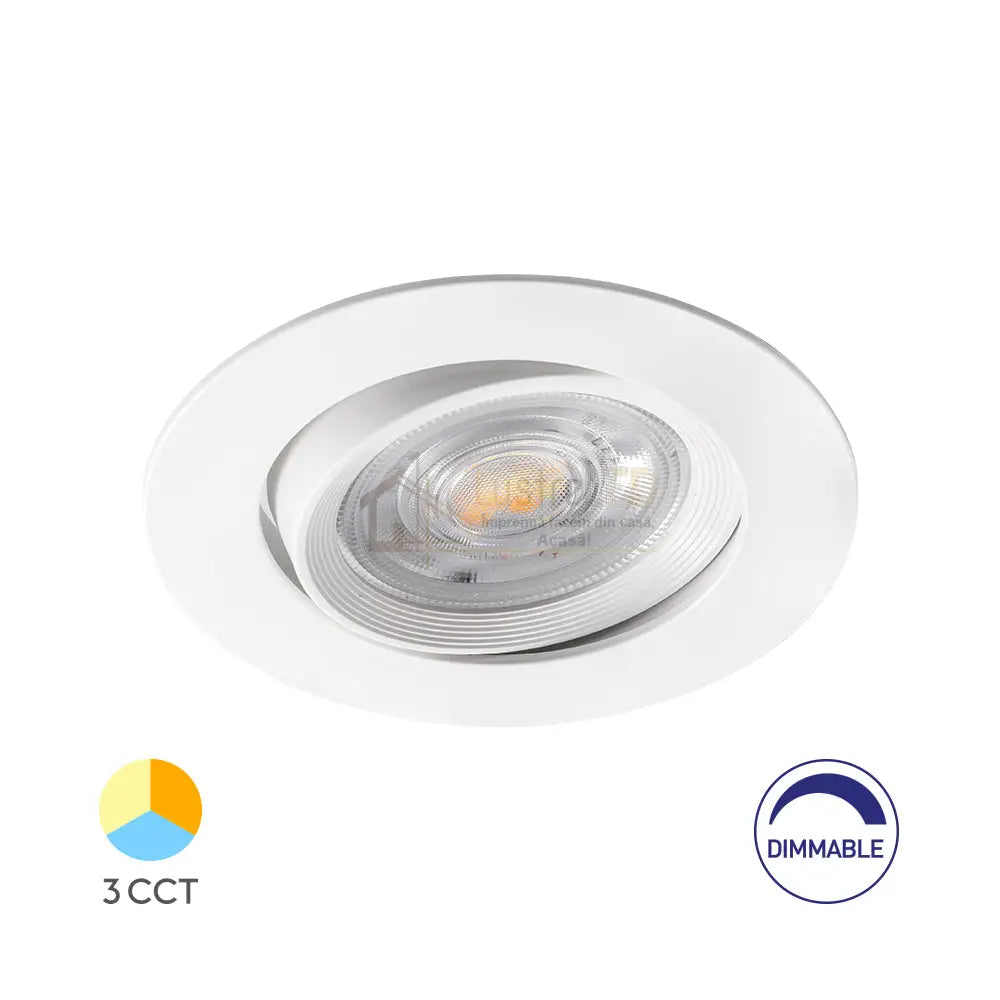 Spot LED 7W Incastrabil Orientabil CCT cu 3 Lumini Echivalent 60W SPOT LED INCASTRABIL / ALBA / CCT led spot light