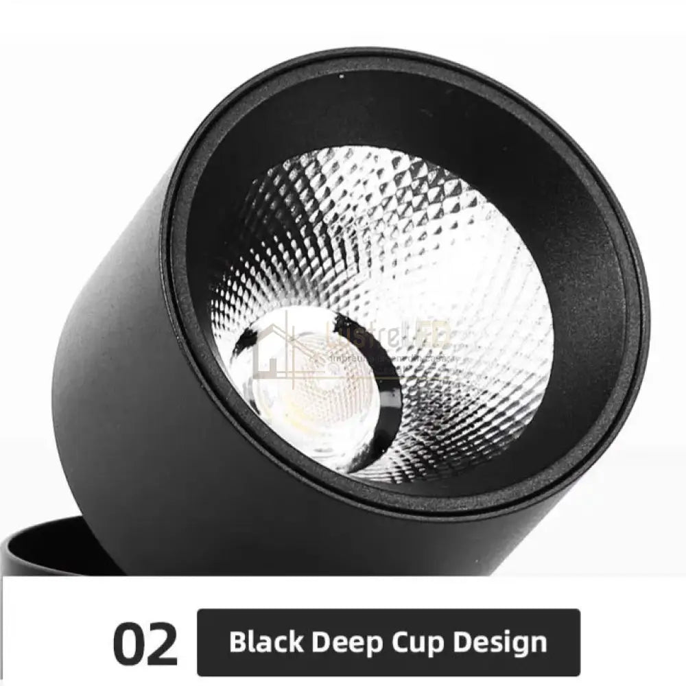 Spot LED Cilindric Aplicat Orientabil Negru 10W Lumina Calda lustreled.ro
