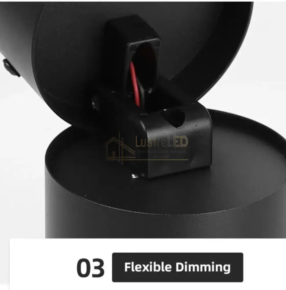 Spot LED Cilindric Aplicat Orientabil Negru 10W Lumina Calda lustreled.ro